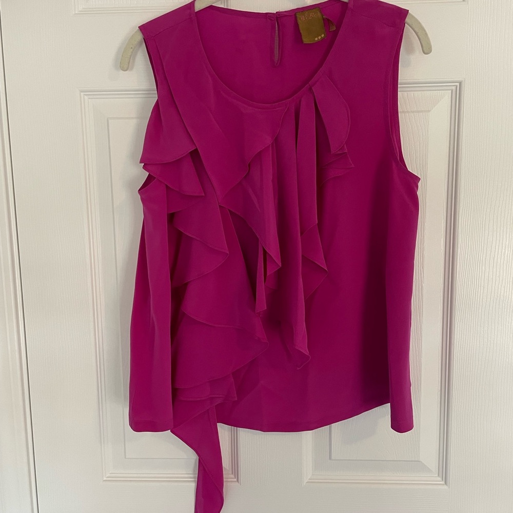 Ali Ro Fuchsia Ruffle Sleeveless Blouse